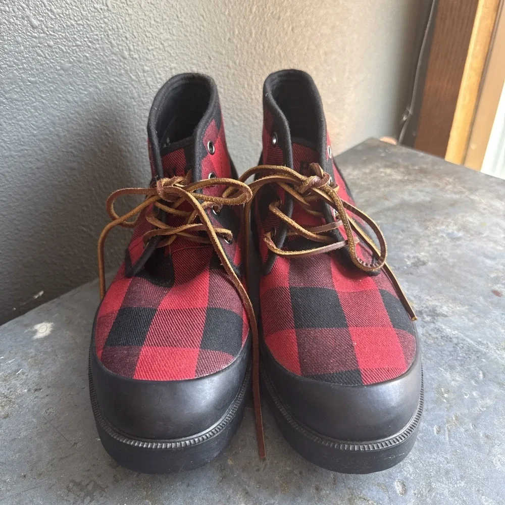 Polo Ralph Lauren Boots Buffalo Plaid Rugged Rare Limited Holiday Umar Men's 8.5